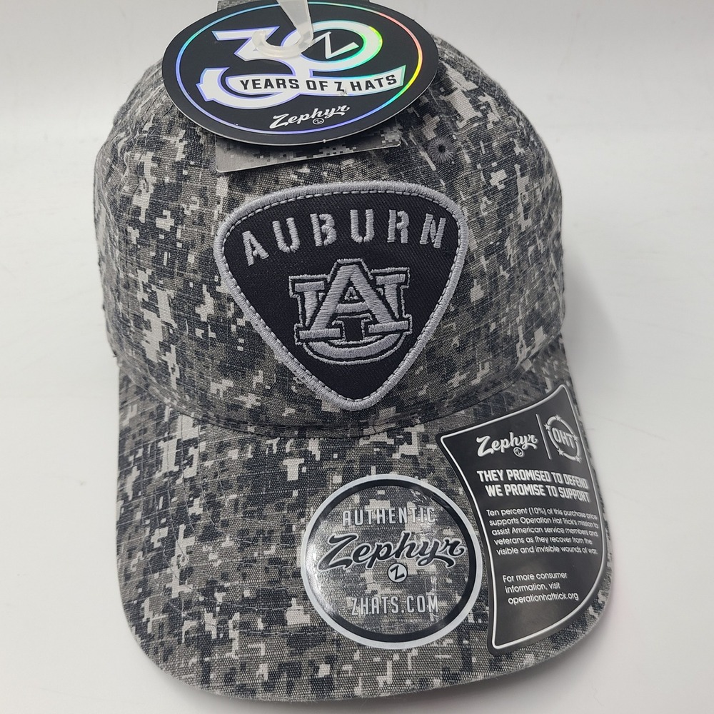 Auburn Tigers Hat Strapback Zephyr Gray Digital‎ Camo NCAA OHT Military Logo Men